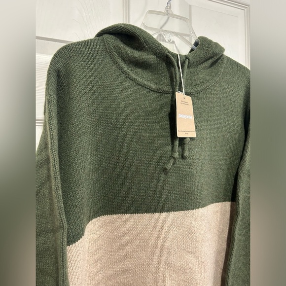 Patagonia Men's Large Recycled Wool-Blend Sweater Hoody Hoodie Grey Green NWT - Picture 2 of 9